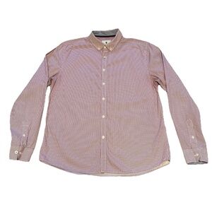 Steel & Jelly Men's XL Shirt Button-Down Maroon White Dots British Preppy Smart